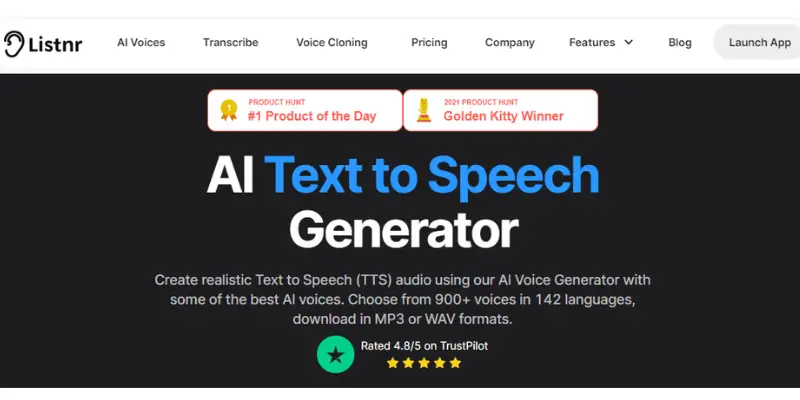 Listnr.tech meilleure plateforme de génération de voix off avec IA en 2023