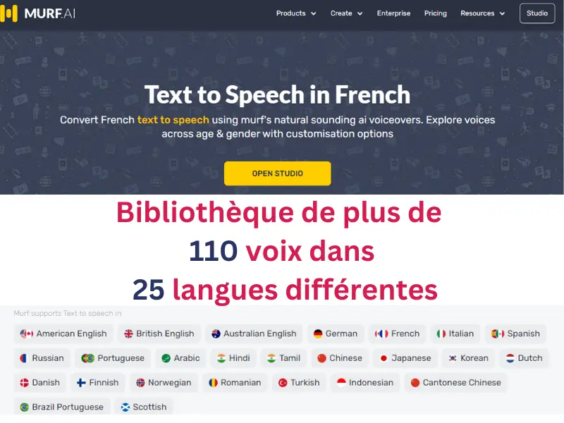 Murf.ai meilleur générateur de voix par l'intelligence artificielle en 2023