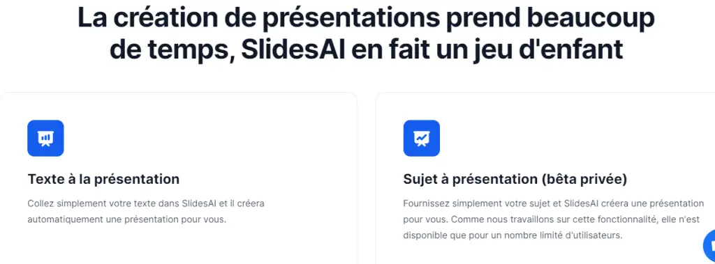 Slidesai.io meilleur site de génération des présentations par l'IA en 2023