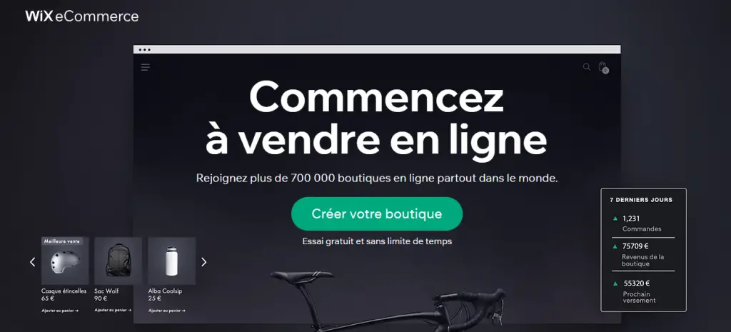 Wix ecommerce, meilleur outi lde création des boutiques en ligne avec l'IA en 2024