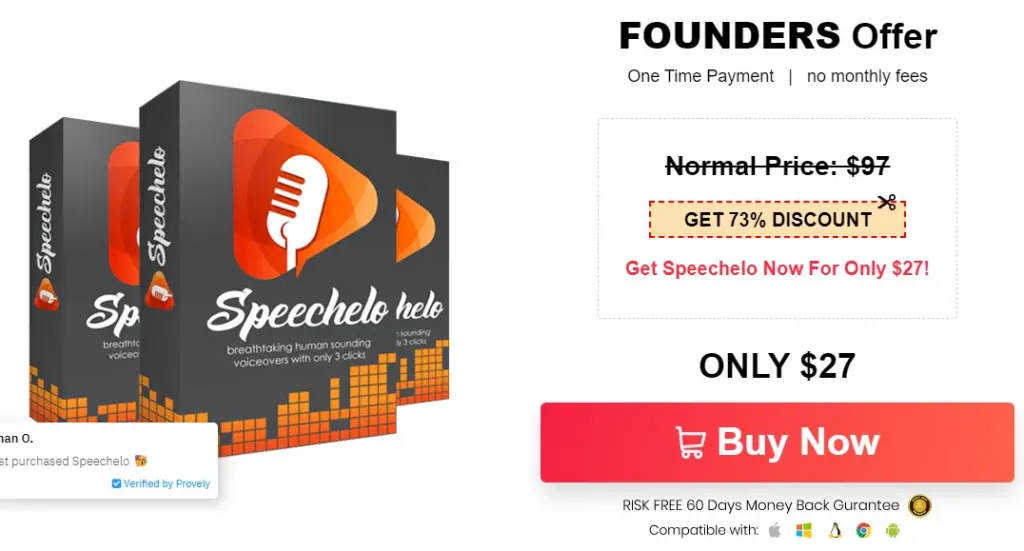 les prix de l'application Speechelo, meilleur site de génératio nde voix off pour les vidéos éducatives et publicitaires