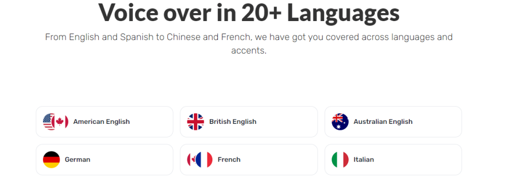Murf ai est disponible en plus de 20 langues y compris le français.