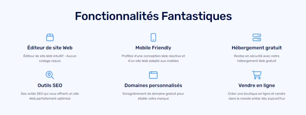 Fonctionnalités du Site123, éditeur de site web par l'intelligence artificielle en 2024