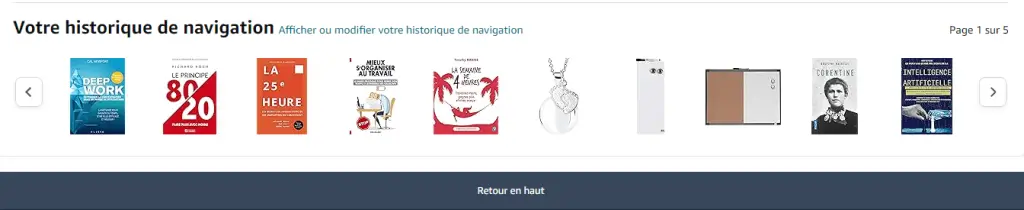 Historique de navigation de l'internaute, techniques et stratégies du e-merchandising du site Amazon 2024