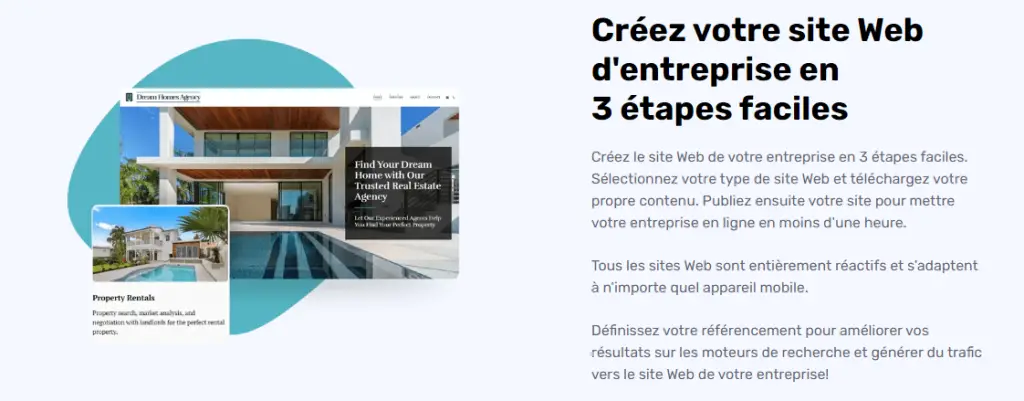 étapes de création du site web avec l'outil Site123, générateur de site Internet IA 2024