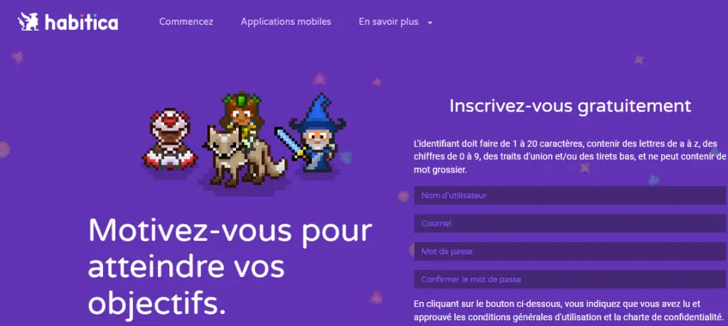 Habitica.com, meilleur site de gestion de tâches gamifié par IA en 2024