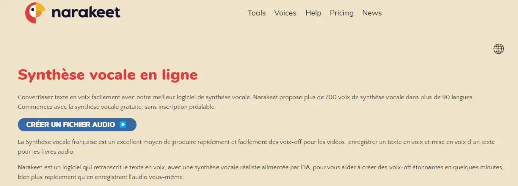 Narakeet.com meilleur synthétitiseur vocal en ligne français en 2024 (1)