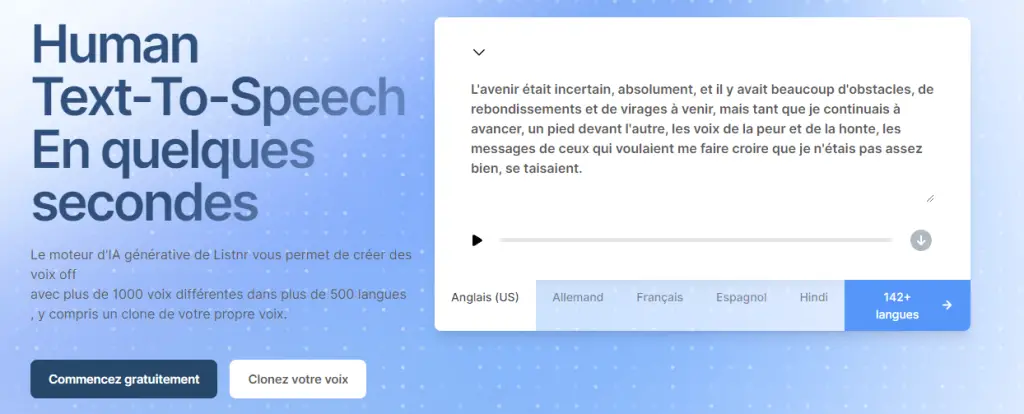 Avis sur listnr ai meilleur générateur de voix ia gratuit en 2024