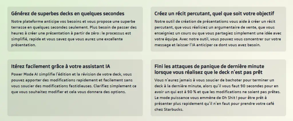 Avantages de Power Mode IA outil pour faire des présentations power point avec l'IA en 2024