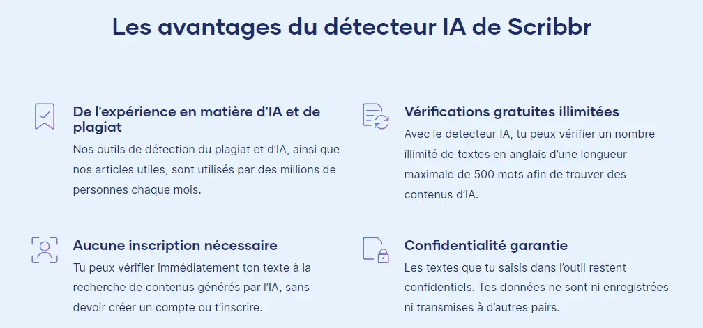 avantages de Scribbr meilleur site de détection IA gratuit en 2024